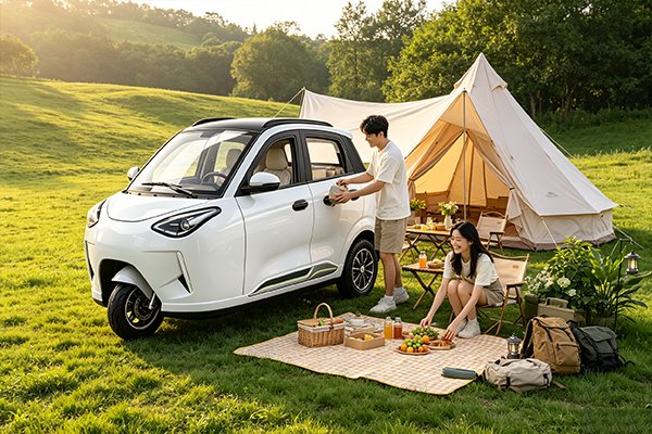 QIDI Aurora Q5 fully enclosed long-range electric tricycle, 72V 1200W motor, 72V45Ah battery, 25% climbing grade, 4-wheel disc brakes, for premium scenic tours and hill-resort shuttles