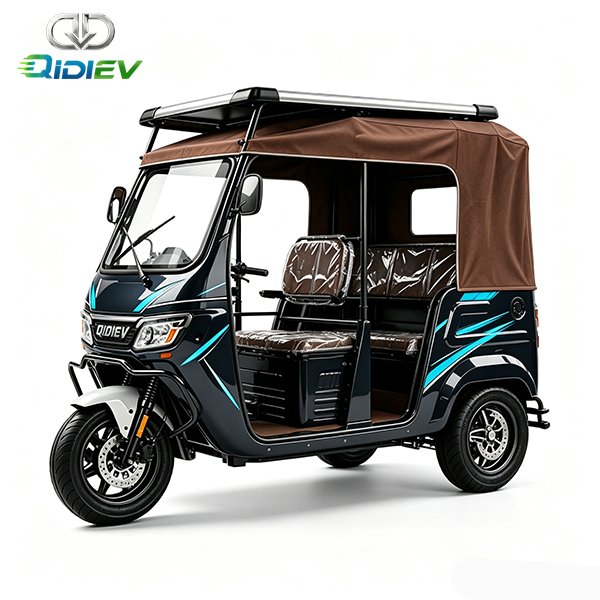 Electric-passenger-tuk-tuk-with-leather-canopy-and-luggage-rack,-2-4-person,-black-2