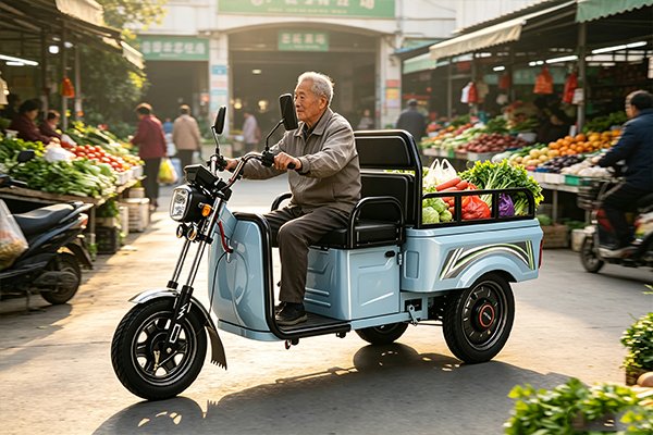 QIDI JoyRide B-Pro electric open-top cargo tricycle with 900x700mm bed, 800W motor, 60V32Ah battery, for urban delivery and small business logistics