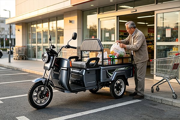 QIDI JoyRide B-Ultra open-frame electric utility tricycle with 800W/1000W motor, 60V45Ah battery, for daily commuting and light cargo transport