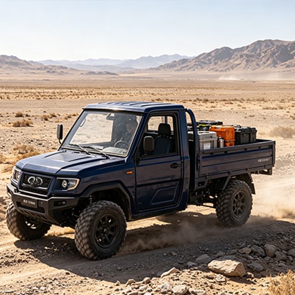 QIDI TANK electric UTV exploring Gobi Desert terrain in Kazakhstan Central Asia extreme temperature off-road operations