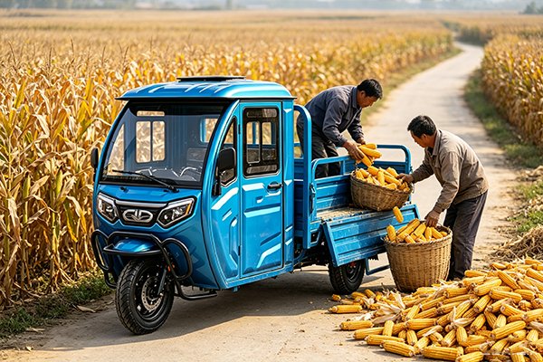 QIDI Thunder SR1 semi-enclosed heavy-duty electric cargo tricycle with 1800×1300×350mm super-load cargo bed, deployed for construction material transport, wholesale markets, and heavy agricultural logistics