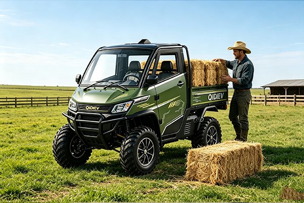 QIDI Tank 10 electric 4-wheel UTV ATV, 10kW AC motor, 73.6V 150Ah LiFePO4, switchable 2WD/4WD, 290mm ground clearance, 500kg payload, 1000kg towing, 80-100km range, for forestry agriculture ranch