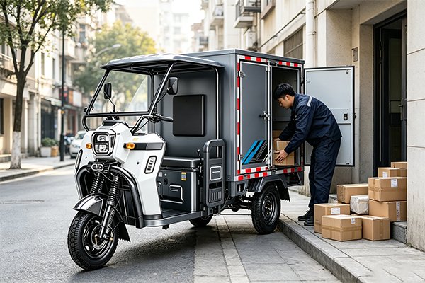 QIDI SwiftHaul D0 hunting edition electric tricycle with thickened insulated cargo box, modular swappable rear, 60V 1500W motor, 175kg payload, for multi-scenario express cold-chain and vending