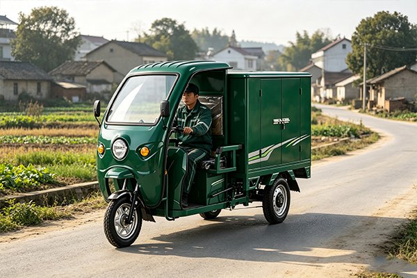 QIDI SwiftHaul D9 electric delivery tricycle with 1640mm express cargo box, 60V 1500W motor, 175kg payload, 60km range, for express courier and urban last-mile delivery