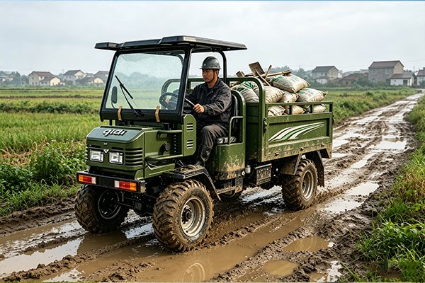 QIDI Tank 90 large electric 4-wheel UTV ATV, 15kW AC motor, 72V system, switchable 2WD/4WD, 1800x1380x645mm cargo box, 2400mm wheelbase, McPherson independent suspension, for forestry agriculture ranch desert construction rescue patrol hunting